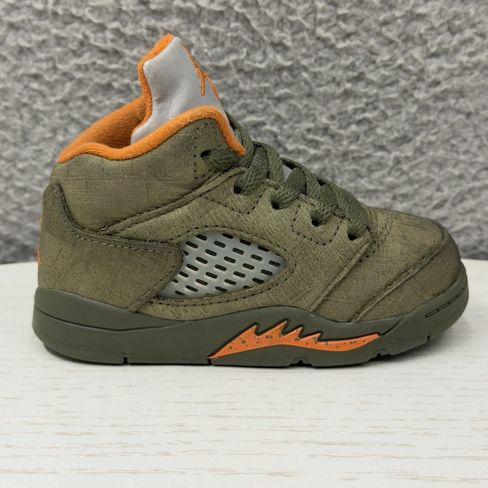 Nike Air Jordan 5 Retro Olive Orange Toddler Kids Size 6C Shoes 440890-308